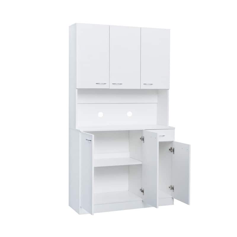 70.87" Tall Wardrobe& Kitchen/ Entryway Cabinet, with 6-Doors, 1-Open Shelves and 1-Drawer for Bedroom, Entryway and Dining Room