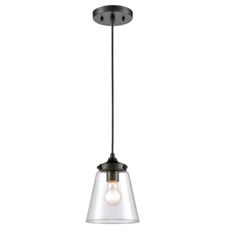 1 Light Pendant in Black with Clear Glass - W:6.5*H:120.39