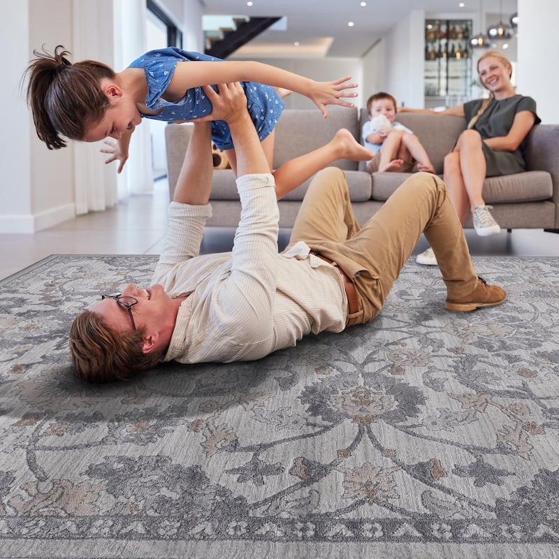 LOOM & LUXE Collection Sand/Ivory/Oriental Non-Shedding Area Rug