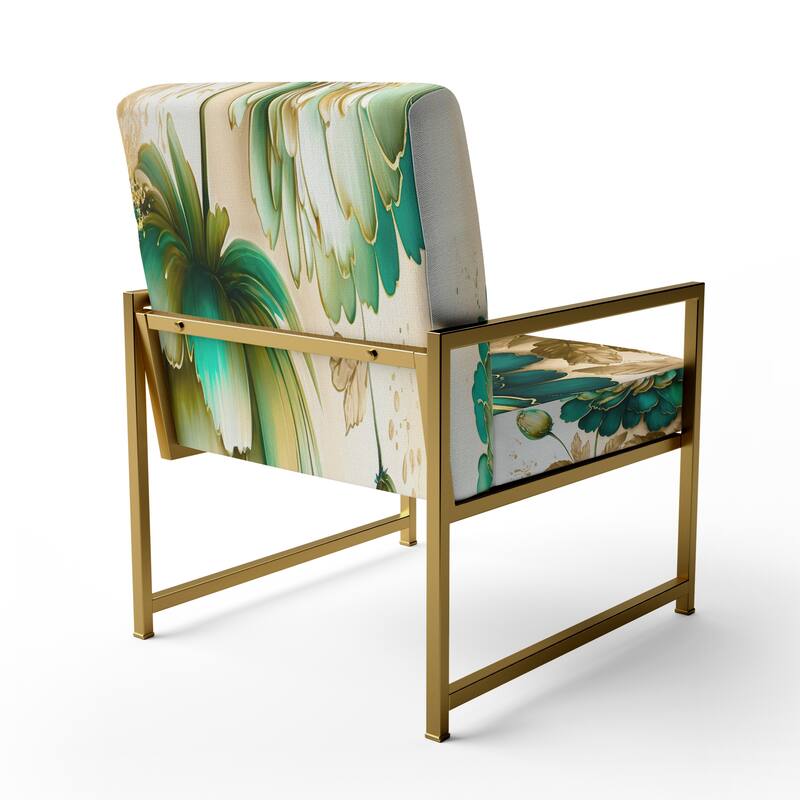 Designart "Green Blooming Daisy I" Upholstered Floral & Botanical Accent Chair and Traditional Arm Chair - Multiple Color