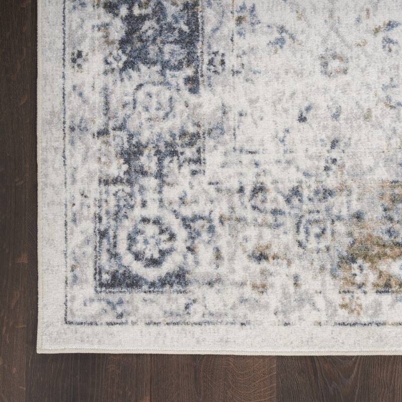 Mibiy Power Loomed Distressed Floral Low Pile Area Rug By HomeRoots