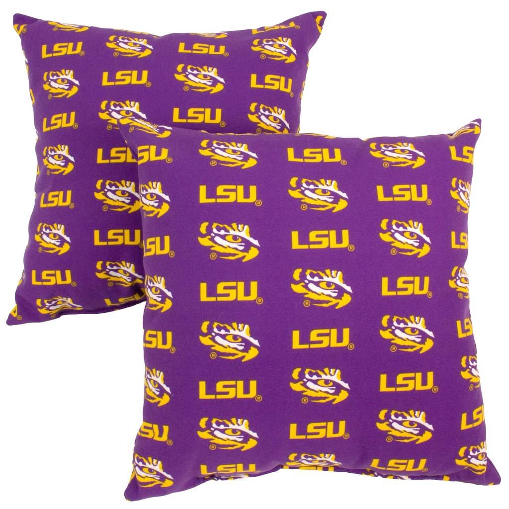 LSU Tigers Indoor / Outdoor Decorative Pillow Pair - (2) 16" x 16" Pillows