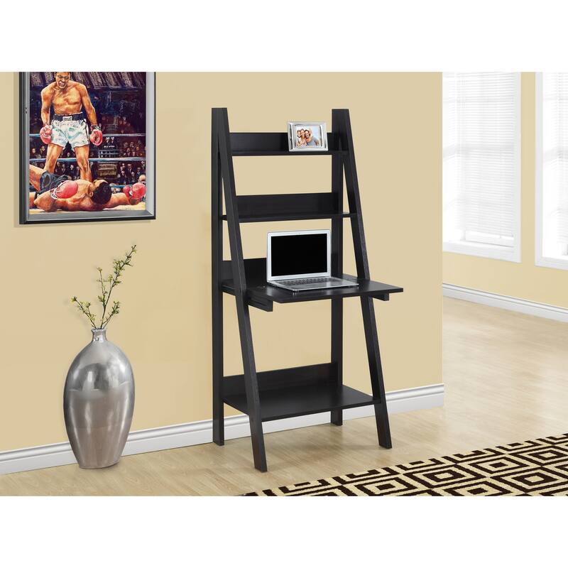 Computer Desk, Home Office, Laptop, Leaning, 61"h, Work, Storage Shelves, Brown Laminate