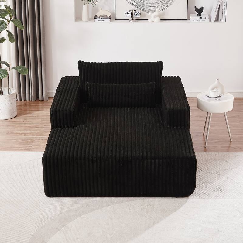 Plush Corduroy Fabric Modular Cloud Sofa with Backrest Pillow for Livingroom 75-Inch Fluffy Sleeper Sofa Bed