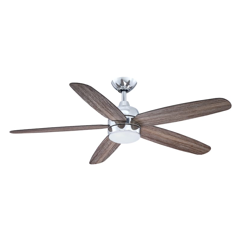 52-inch Chrome Modern Timer LED Ceiling Fan with Light and Remote Control