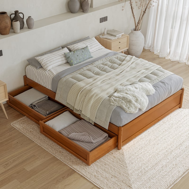 Barcelona Panel Platform Bed with Storage Drawers