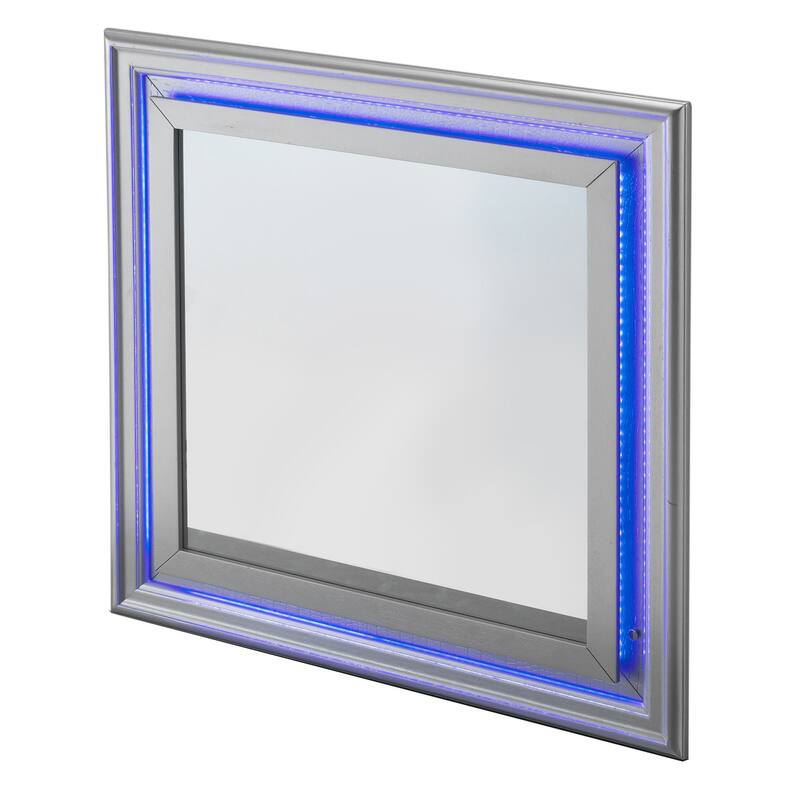 GDF Studio - Lorana Contemporary Mirror with LED Accent and Croc Texture