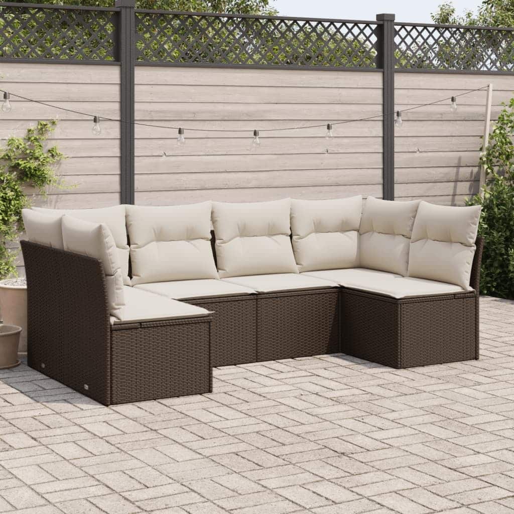 vidaXL Garden Sofa Set Brown and Cream White - 24.4 x 24.4 x 27.2