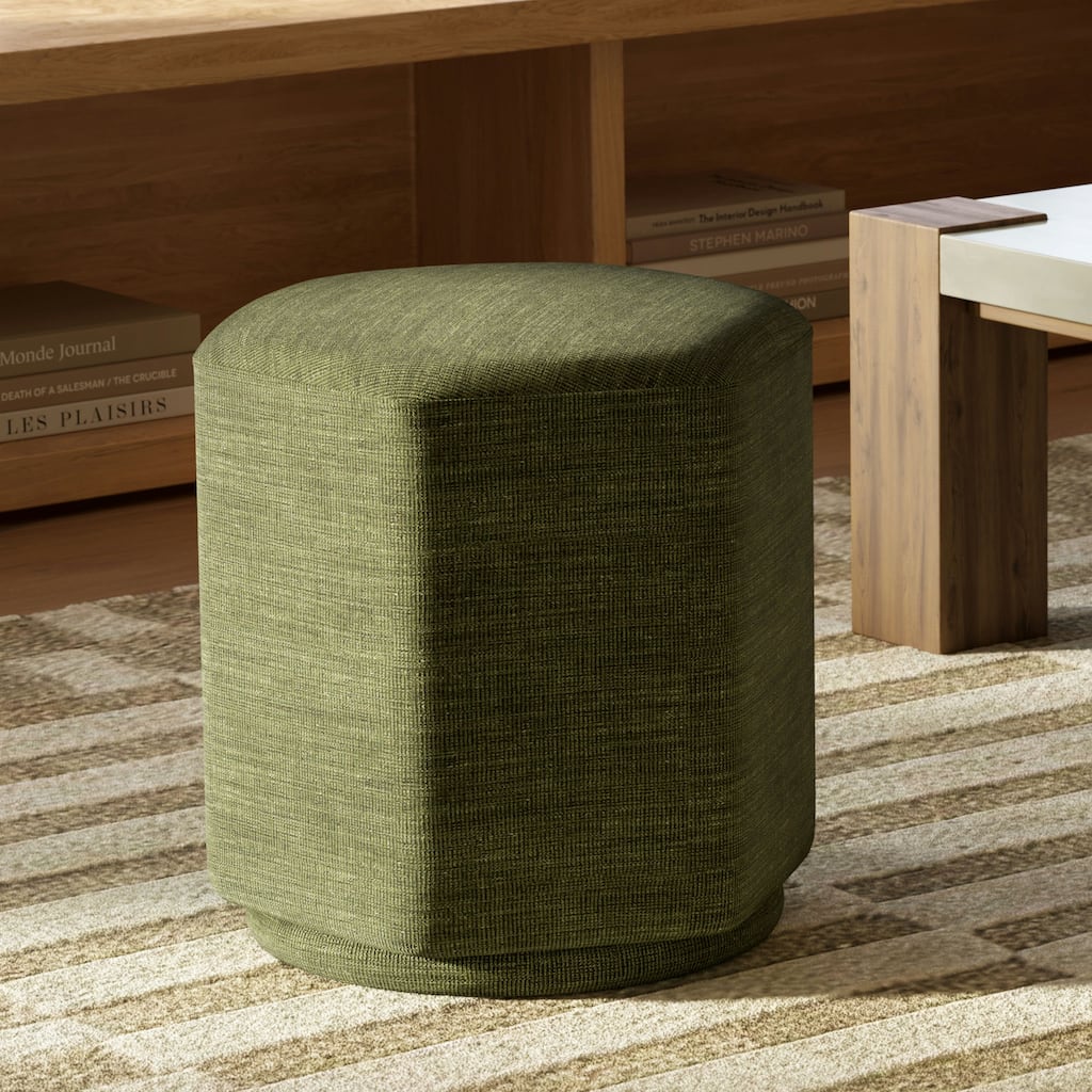 Poly & Bark Hexad Fabric Ottoman - Stain and Spill Resistent Performance Fabric
