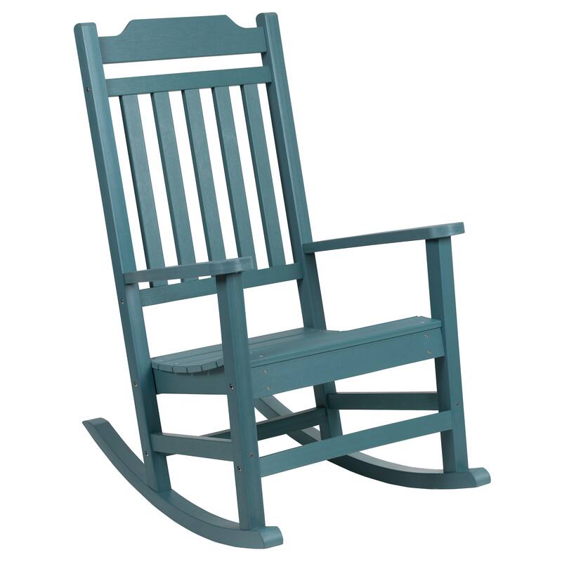 Set of 2 Indoor/Outdoor Poly Resin Rocking Chairs with Side Table - 25.625"W x 35"D x 42"H
