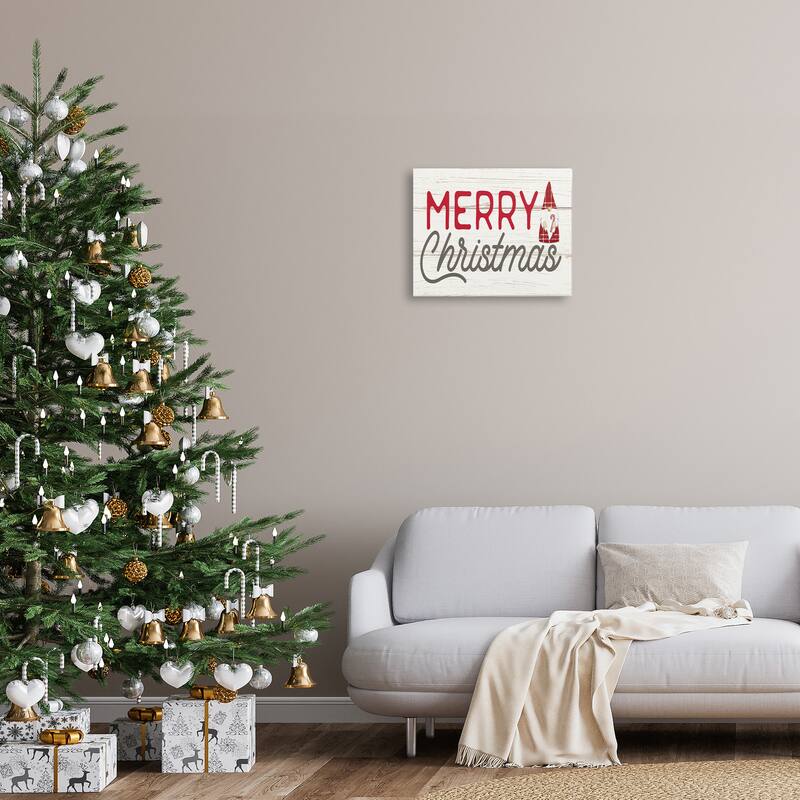 Stupell Merry Christmas Sentiments Festive Holiday Gnome Canvas Wall Art