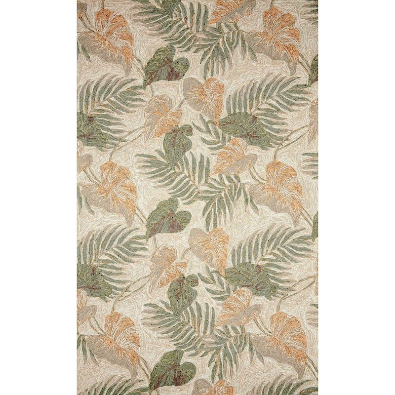 Liora Manne Ravella Tropical Leaf Indoor/Outdoor Rug Neutral - 5' x 7'6"