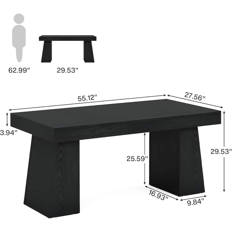 55 Inches Executive Desk Home Office Desk, Wood Computer Desk Business Workstation Desk