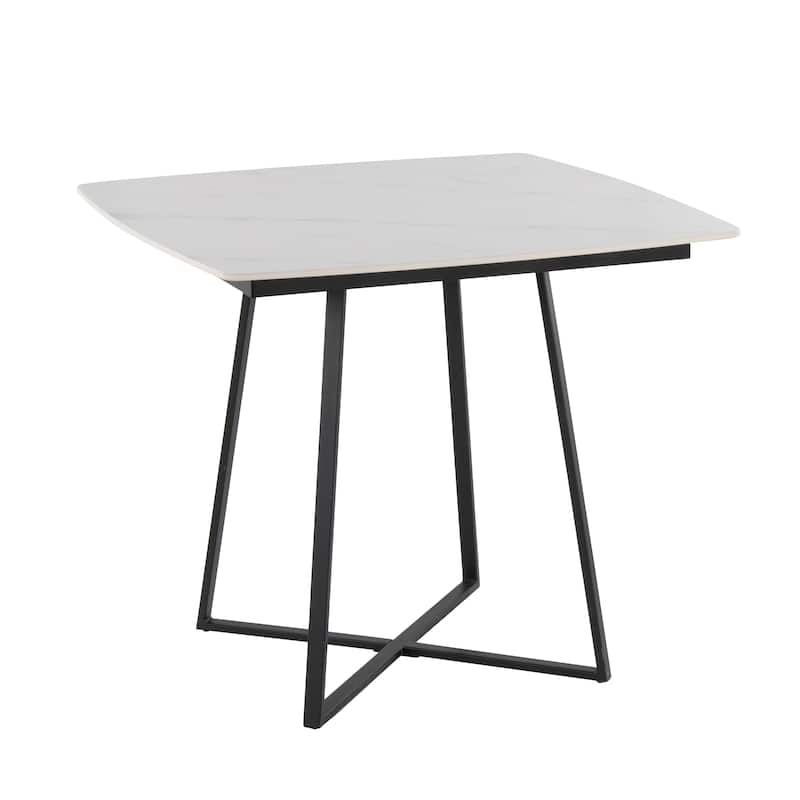 Folia Dinette Table - Black Metal/White Textured Marble