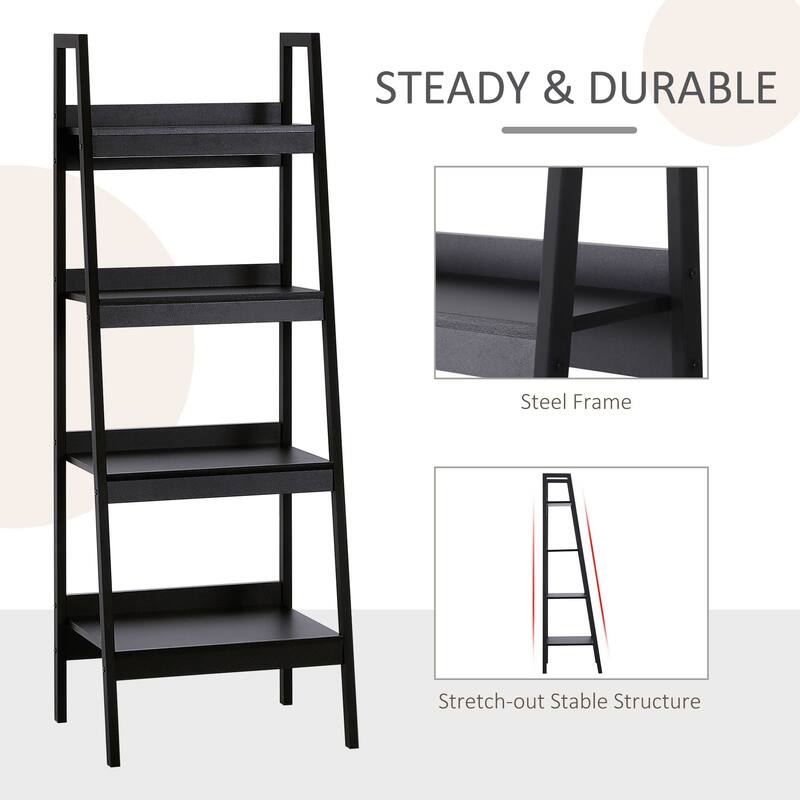 Set Of 2, Flower Plant Stand 4 Tier Ladder ShelF Bookcase, Multi-Use Display Rack, Storage Shelving Unit Display Stand