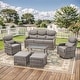preview thumbnail 97 of 101, Outdoor Sofa with 6-Inch Thick Cushions Furniture for Porch 6PCS Sofa w/ Swivel Chair Table Ottoman - Grey Wicker Grey Cushion