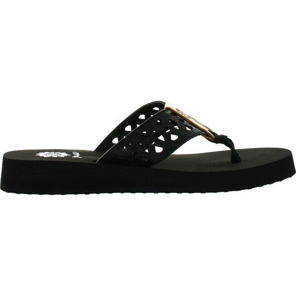 black wedge flip flop sandals