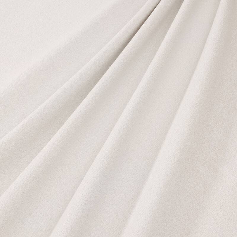 Queen Size Solid Wood Bed Frame with Upholstered Headboard, Ivory