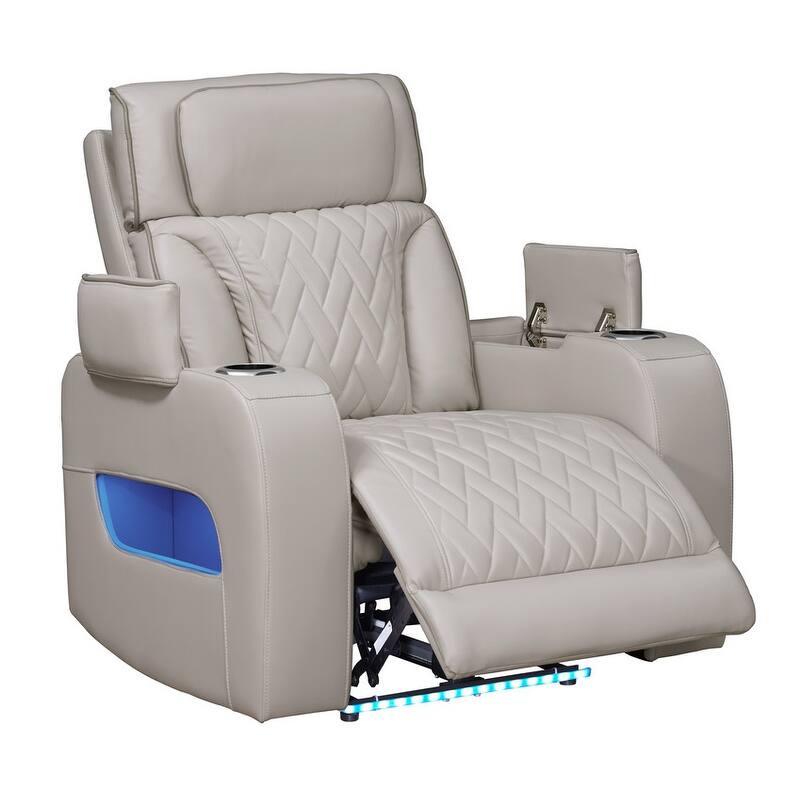 Jazz Leather Aire Power Reclining Living Room Set w/Pwr Headrest, BT Speakers, LED, Wireless Chrg Drop Tbl, USB, Strg & Cuphldrs