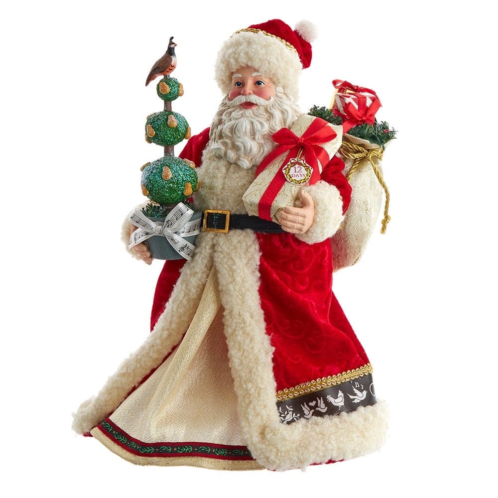 Kurt Adler 10.5-Inch Fabriché Musical 12 Days of Christmas Santa - Multicolored