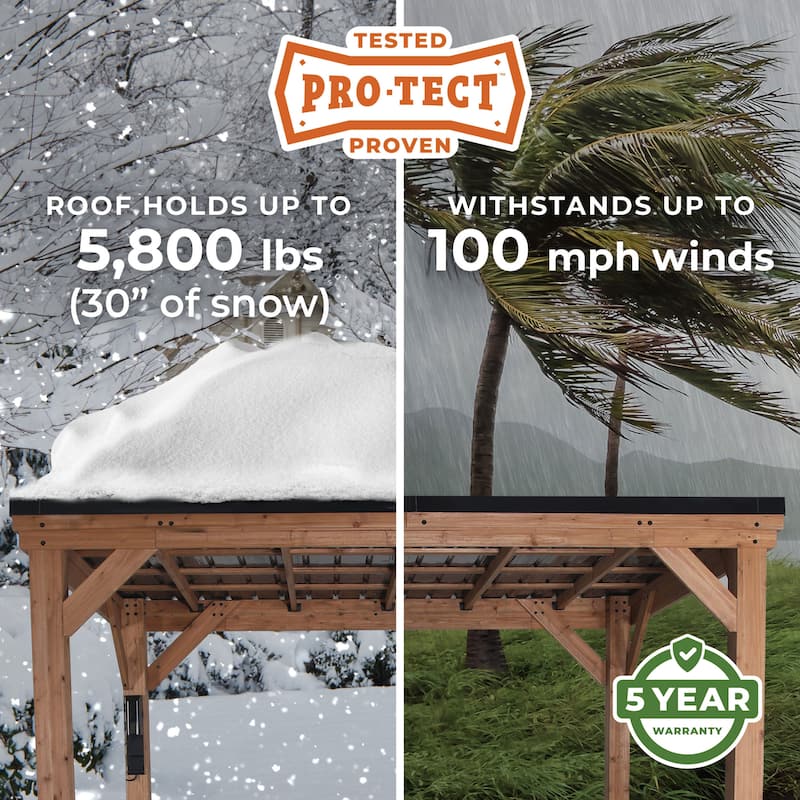Backyard Discovery Arcadia 12x9.5' Cedar Wood Gazebo with Steel Roof