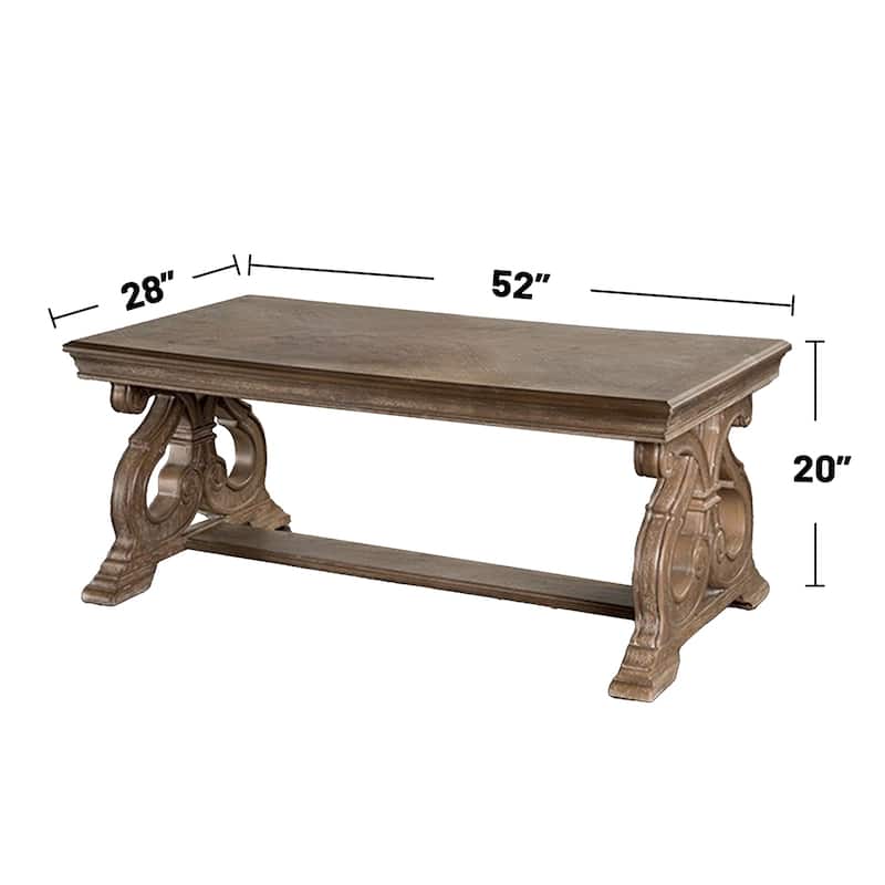 Wooden Coffee Table with Scroll Legs in Oak