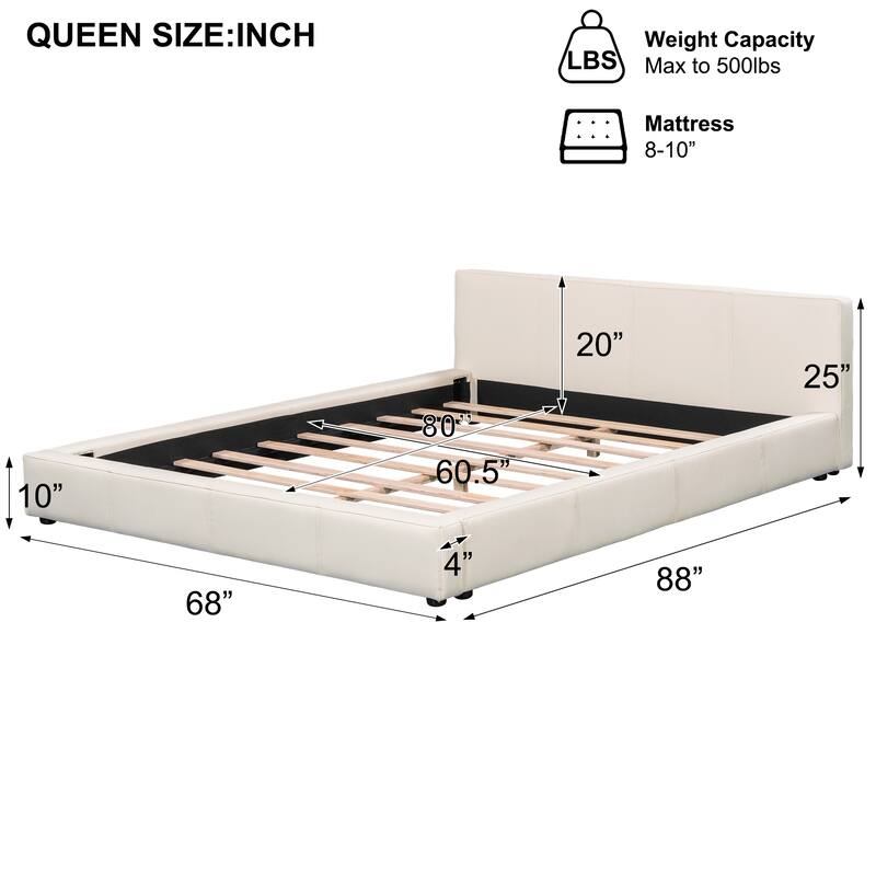 [Stylish Beige Upholstered Bed] - The Ideal Choice for Your Bedroom, Queen