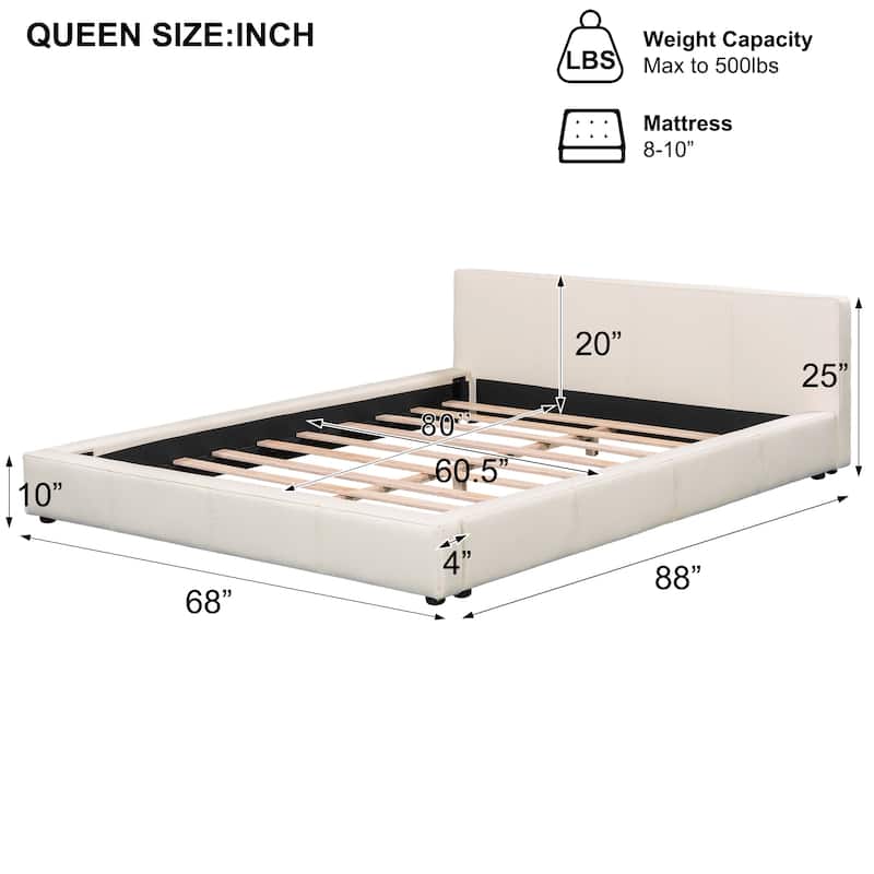 Christopher Knight Home - Faux Leather Upholstered Modern Platform Bed with Sturdy Wood Frame, No Box Spring Needed