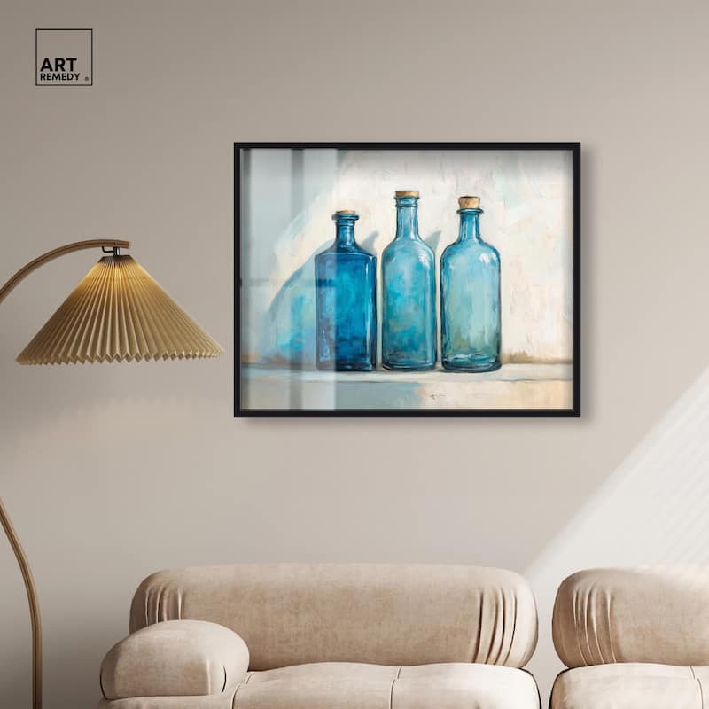 Three Blue Bottles Shadowbox by Art Remedy