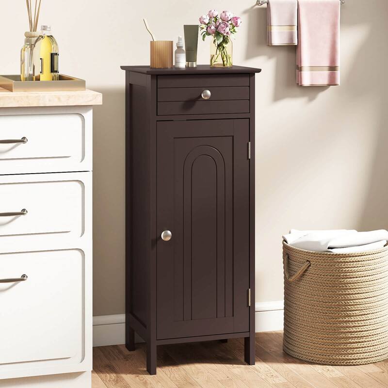 Costway Bathroom Floor Cabinet Storage Organizer Free-Standing with - See details