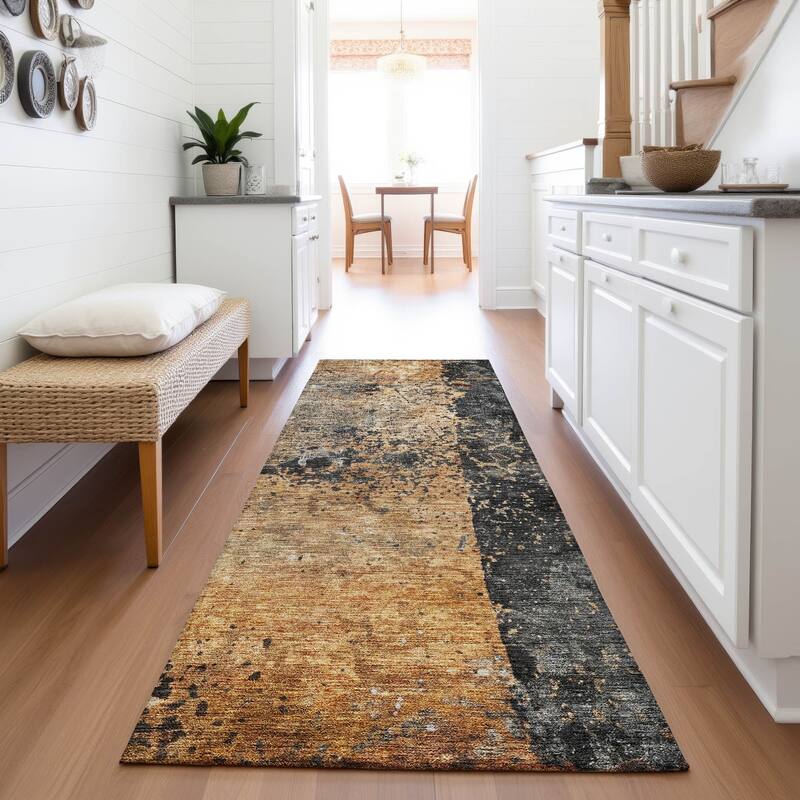 Premium Washable Super Soft Modern Abstract Mayfield Rug - Copper - 2'3" x 7'6"