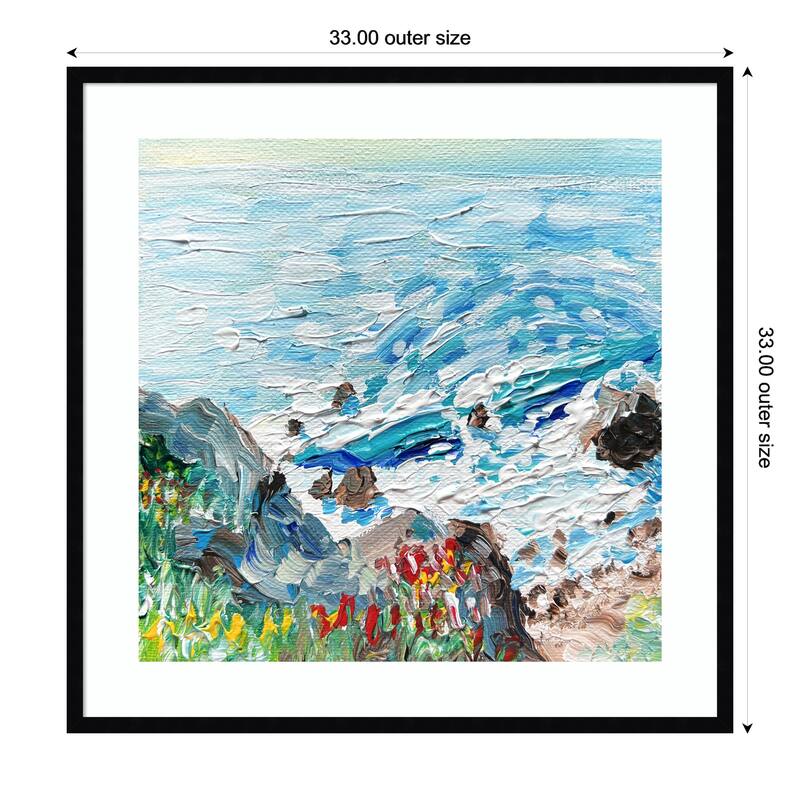 Coastline by Pauline Wegman Wood Framed Wall Art Print - Svelte Noir Black - 33 x 33 in