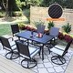 preview thumbnail 3 of 38, 5/7-piece Patio Dining Set, 4/6 Rattan Swivel Chairs with Cushion and 1 Metal Table with Umbrella Hole