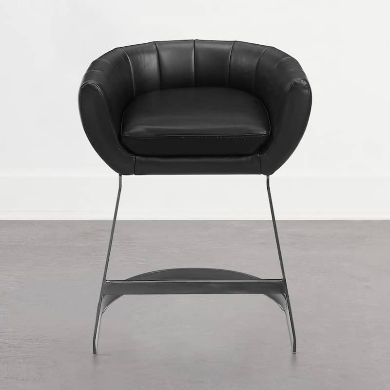 Art Leon Genuine Leather Barstool Counter Stool - Single - Black