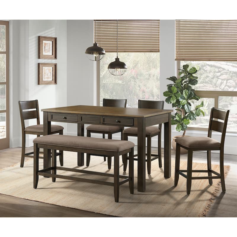 Menard Wood 6-Piece Counter Height Dining Set - Brown/Grey