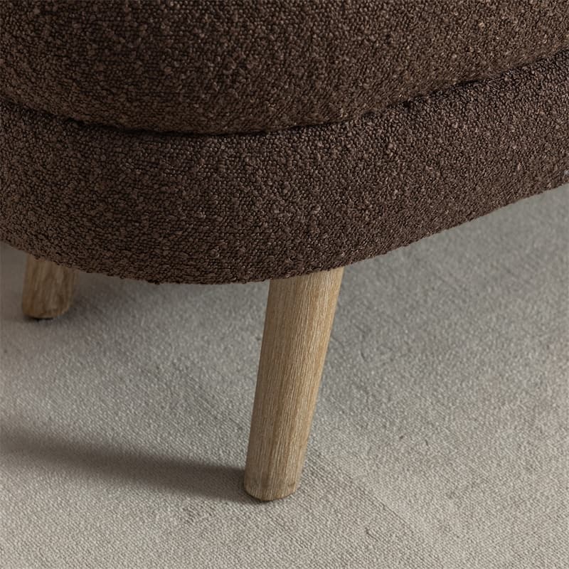 Boucle Fabric Storage Bench Bedroom Bench w/Wood Legs For Living Room