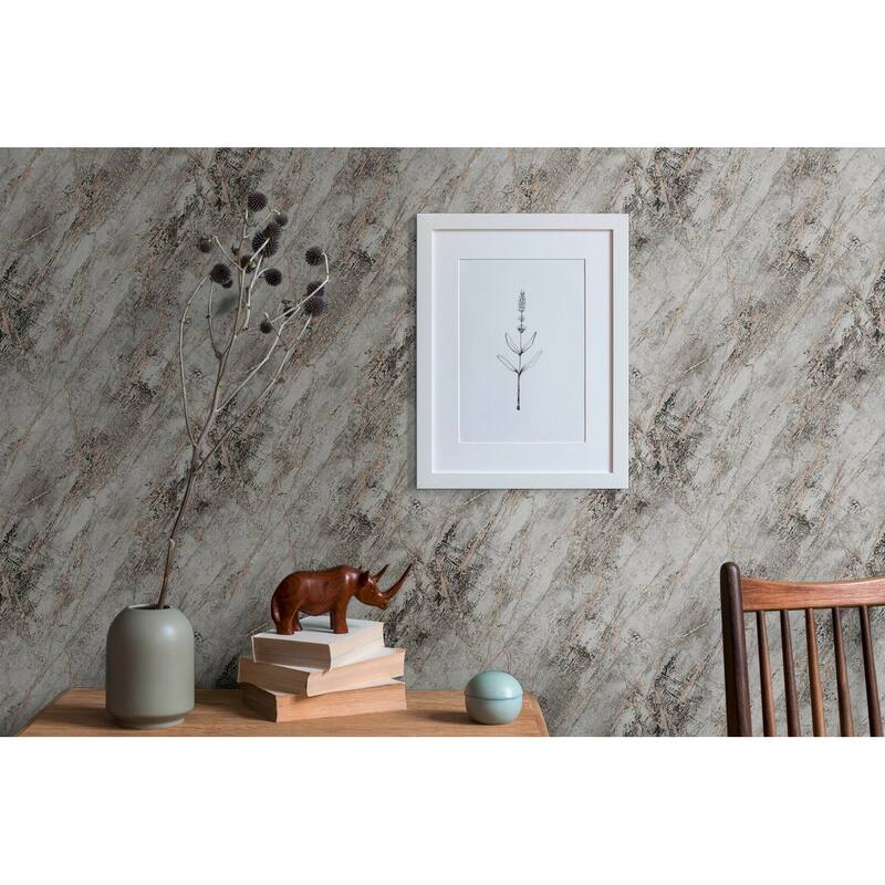 Galerie Wallcoverings Bricks and More Collection Metallic Marble Motif Metallic Finish Vinyl on Non-woven Wallpaper Roll