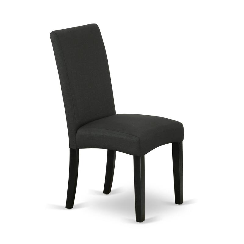 East West Furniture Driscol Parson Chairs - Black Color Linen Fabric Padded Dining Chairs, Set of 2, Black - DRP1T24