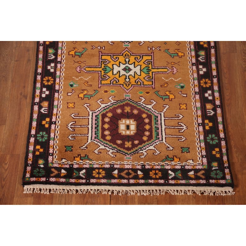 Geometric Kazak Accent Rug Handmade Traditional Wool Carpet - 3'0"x 5'0"