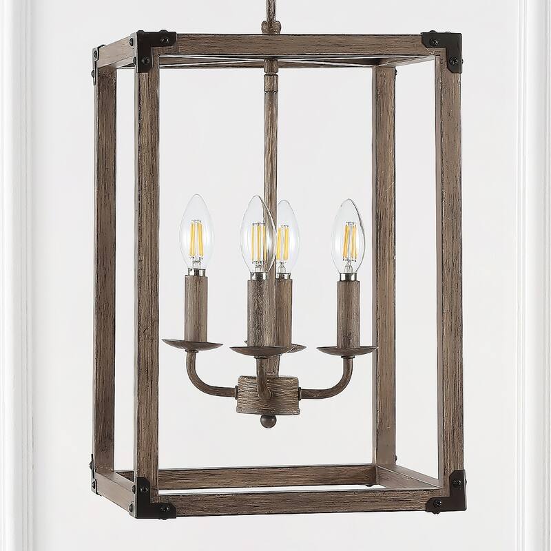 Gabrielle 4-Light Adjustable Iron Rustic Farmhouse LED Pendant, by JONATHAN Y