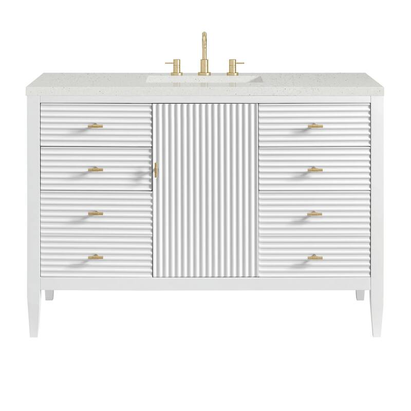 James Martin Vanities 485-V48-3LDL Myrrin 48" Single Basin Wood Vanity - Bright White - Painted