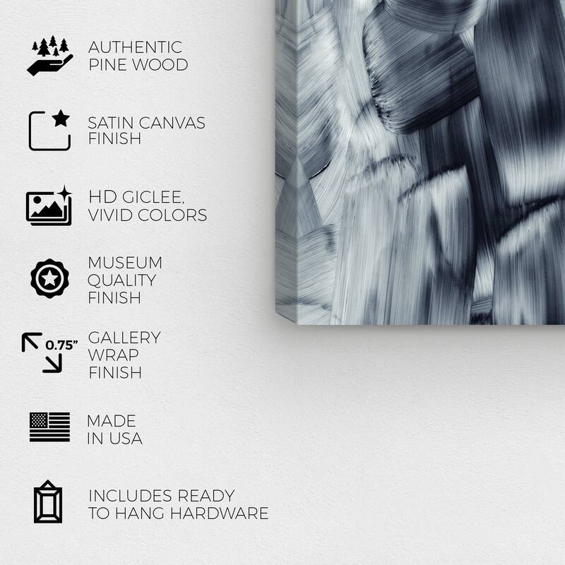 Wynwood Studio Abstract Dashes Black and Modern & Contemporary Wall Art Canvas Print