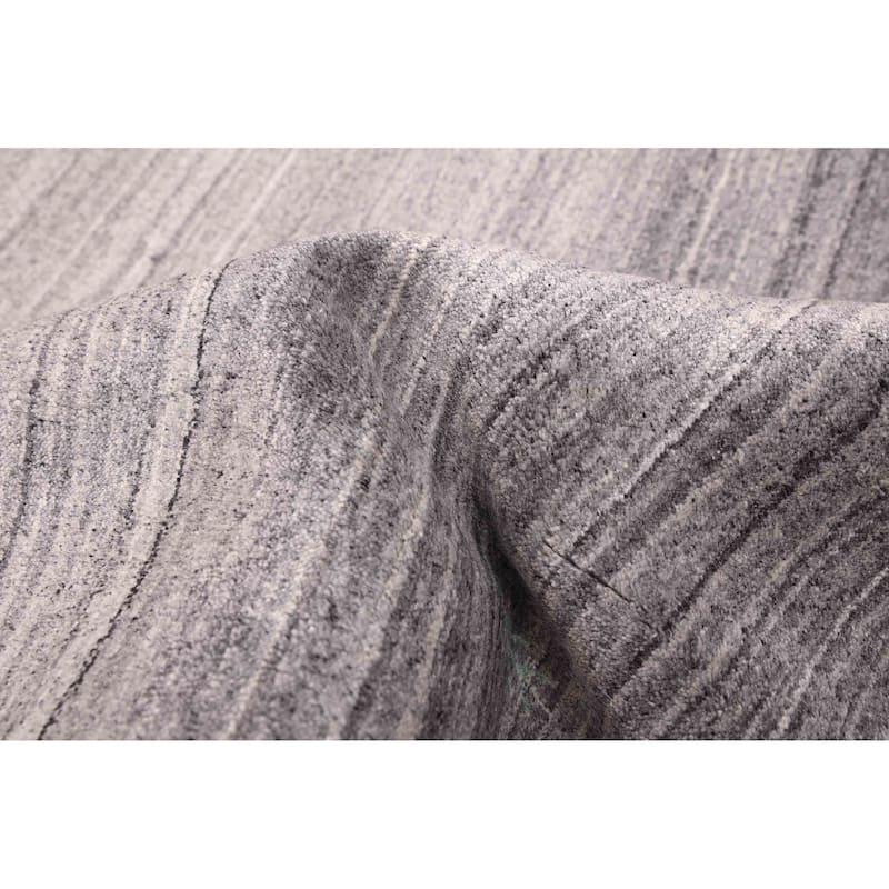 ECARPETGALLERY Hand Loomed Indo Gabbeh Grey Viscose, Wool Rug - 5'6 x 7'6