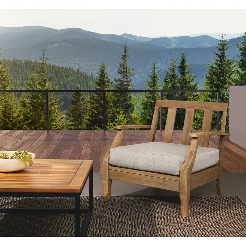 Sorra Home Sunbrella Outdoor Knife Edge Deep Seating Cushion - 30 in W x 27 in D x 5 in H - Silver