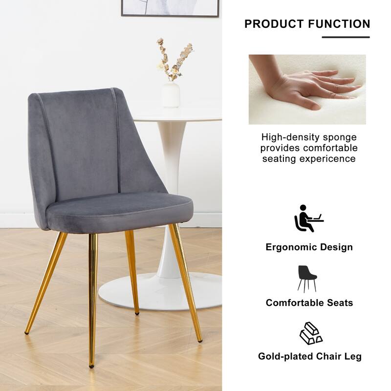 Set of 4 Modern simple velvet dining chair with gold metal legs