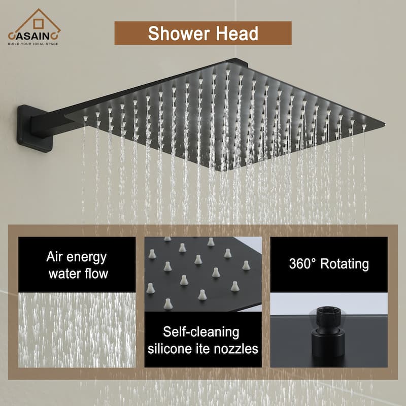 CASAINC 3-Function 12-In Wall Mounted Shower System