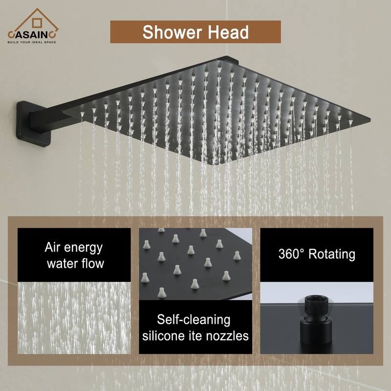CASAINC 2-Function 12-In Wall Mounted Shower System