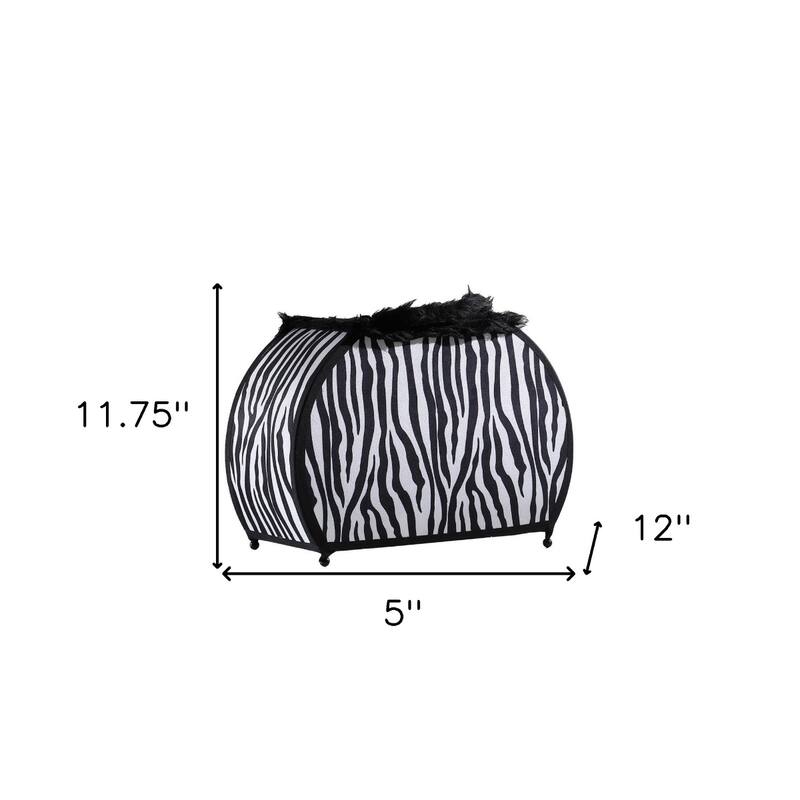 12" Zebra Print Handbag Table Lamp – Novelty Purse-Shaped Light with Faux Fur Trim - 5" x 12" x 11.75"