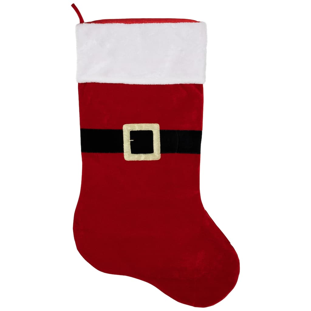 48" Red White Velveteen Santa Claus Belt Buckle Christmas Stocking