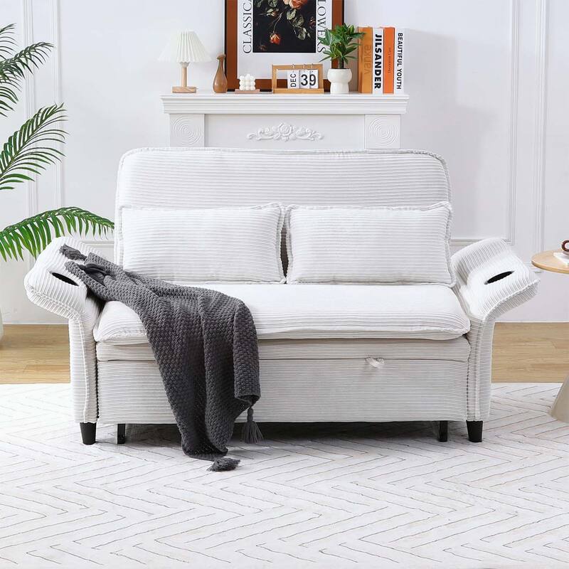 65.74-inch Adjustable Armrest and Backrest Multi-Functional Sofa Bed,Ideal for Bedrooms and Living Rooms - Beige